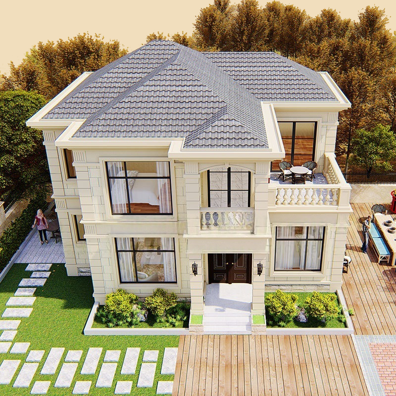 Light Steel Villa, Rural Two-story Villa Blueprint, Self Built Integrated House, Container Movable House, Villa Facing the Sea